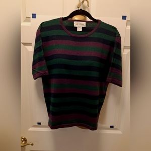 LEE DAVID collection STRIPE TOP sweater SHORT SLEEVE